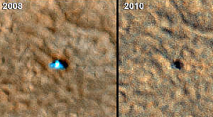 фотографии зонда «Феникс» в 2008 и 2010 годах