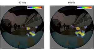 распространение радиоактивных частиц с течением времени