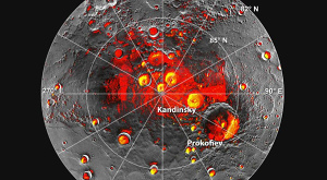 постоянно затененные кратеры на северном полюсе Меркурия