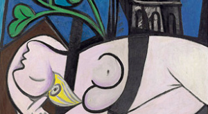 фрагмент картины «Обнаженная, зеленые листья и бюст» Пабло Пикассо