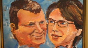 портрет Нила Ушакова и Айнара Шлесерса, нарисованный Прикассо