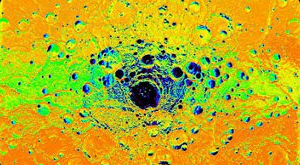 неосвещенные Солнцем кратеры на южном полушарии Меркурия