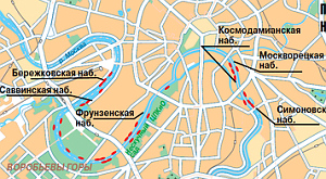 план размещения плавучих гостиниц на Москве-реке