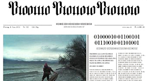 первая полоса Neue Zurcher Zeitung в двоичном коде