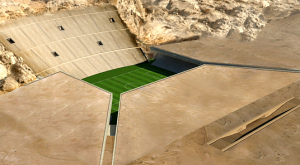 Футбольный стадион в Абу-Даби спрячут от солнца в скалы и песок 