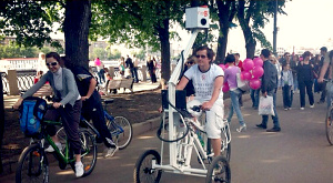 велосипед, применявшийся командой Яндекса для съемок в парках 